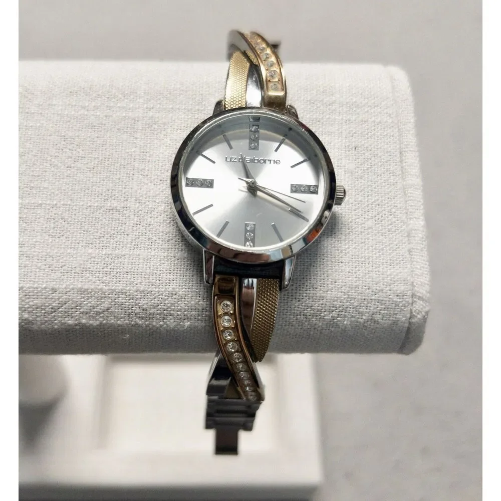 Liz‎ Claiborne LC1220 Japan Movement Diamond Gold Silver Toned Ladies Wristwatch
